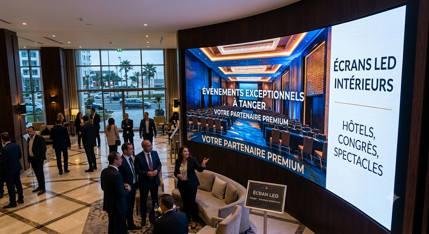 Écran LED intérieur haute résolution utilisé lors d'une présentation professionnelle