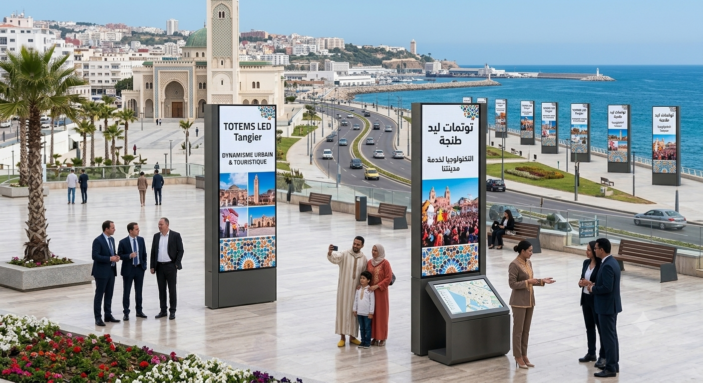 Écran LED aux couleurs vives, exemple d'affichage pour un totem publicitaire